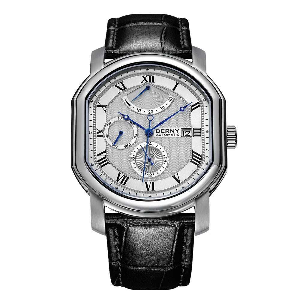 BERNY Men’s Automatic Mechanical Watch – Luxury Sapphire Self-Winding Waterproof Wristwatch