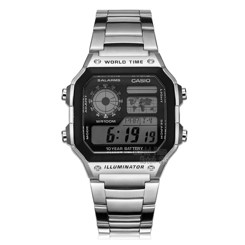 Casio Men's AE-1200WHD-1A Sports Watch – Digital LED, Quartz, Waterproof Military Style