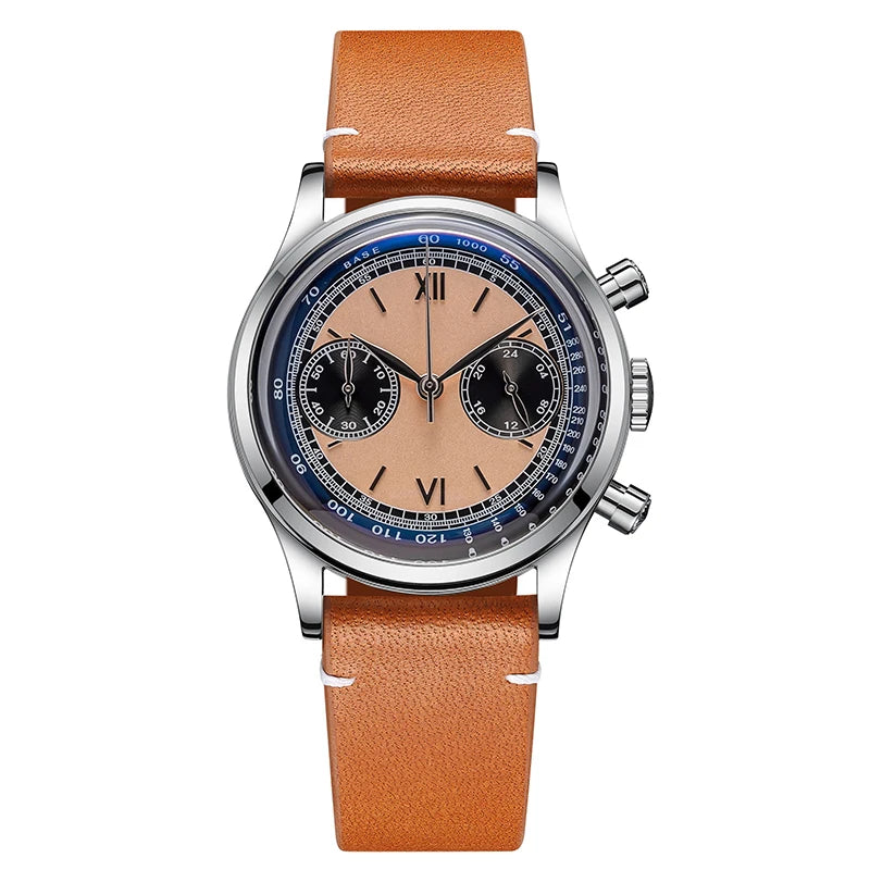 ADDIESDIVE AD2037 Men’s Quartz Chronograph Watch – Black Dial, Leather Strap, 100m Water Resistant