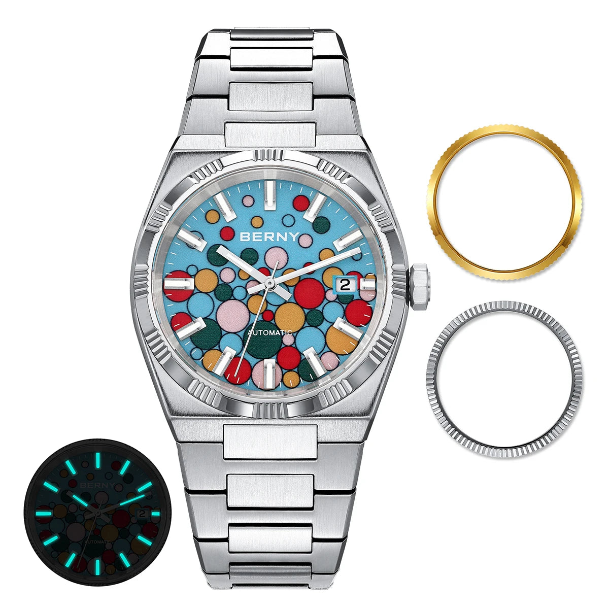 BERNY PT5000 Automatic Men’s Watch – Sapphire, 5ATM, Stainless Steel