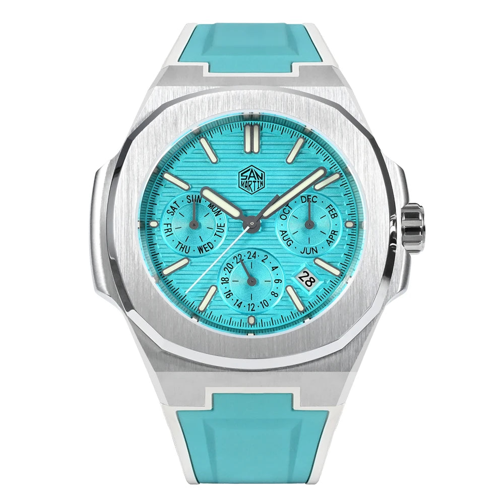 San Martin SN0075 Men's Automatic Watch 43mm – Miyota 9120 Multifunction Waterproof Luminous