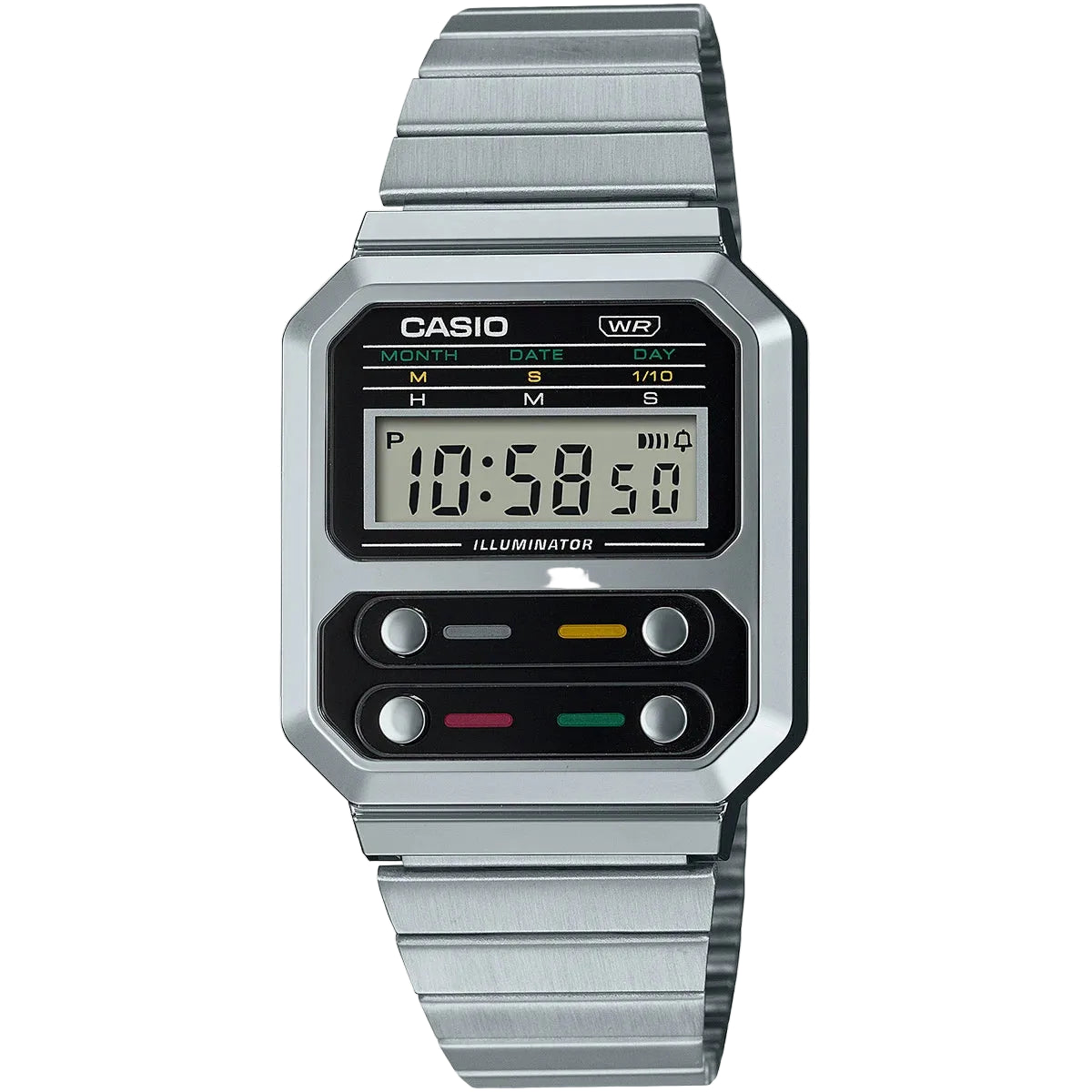 Casio A100WE-1A/7B Men's Digital Calculator Watch – Retro Stainless Steel