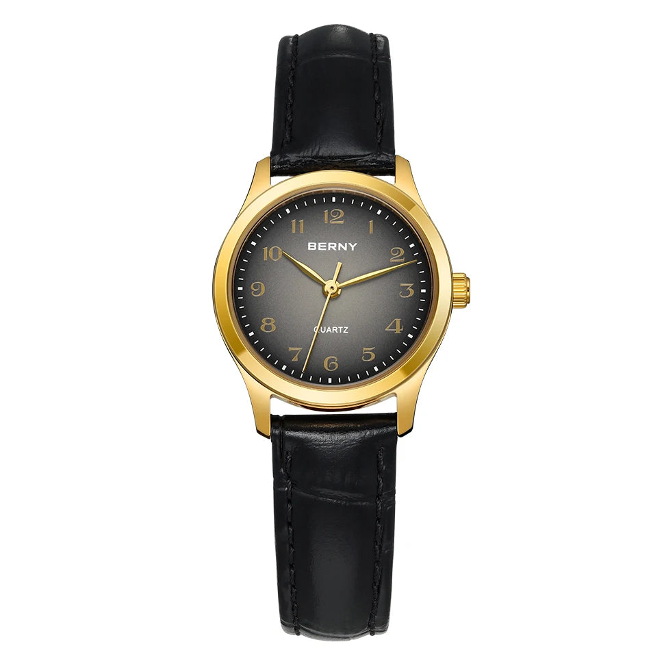 BERNY Women’s Gold Quartz Watch – Luxury Fashion Wristwatch with Elegant Gradient Dial