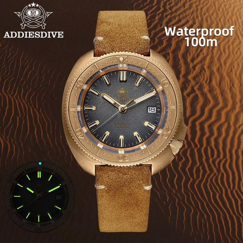 ADDIESDIVE AD2097 Bronze Dive Watch – NH35A Automatic, Sapphire Crystal, C3 Luminous, 100m Water Resistant