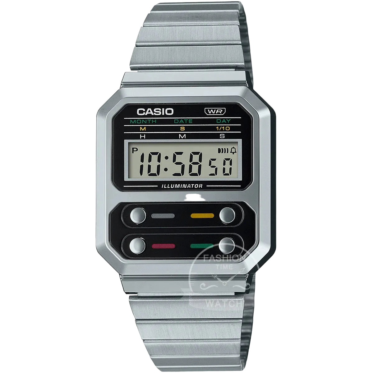 Casio A100WE-1A/7B Men's Digital Calculator Watch – Retro Stainless Steel