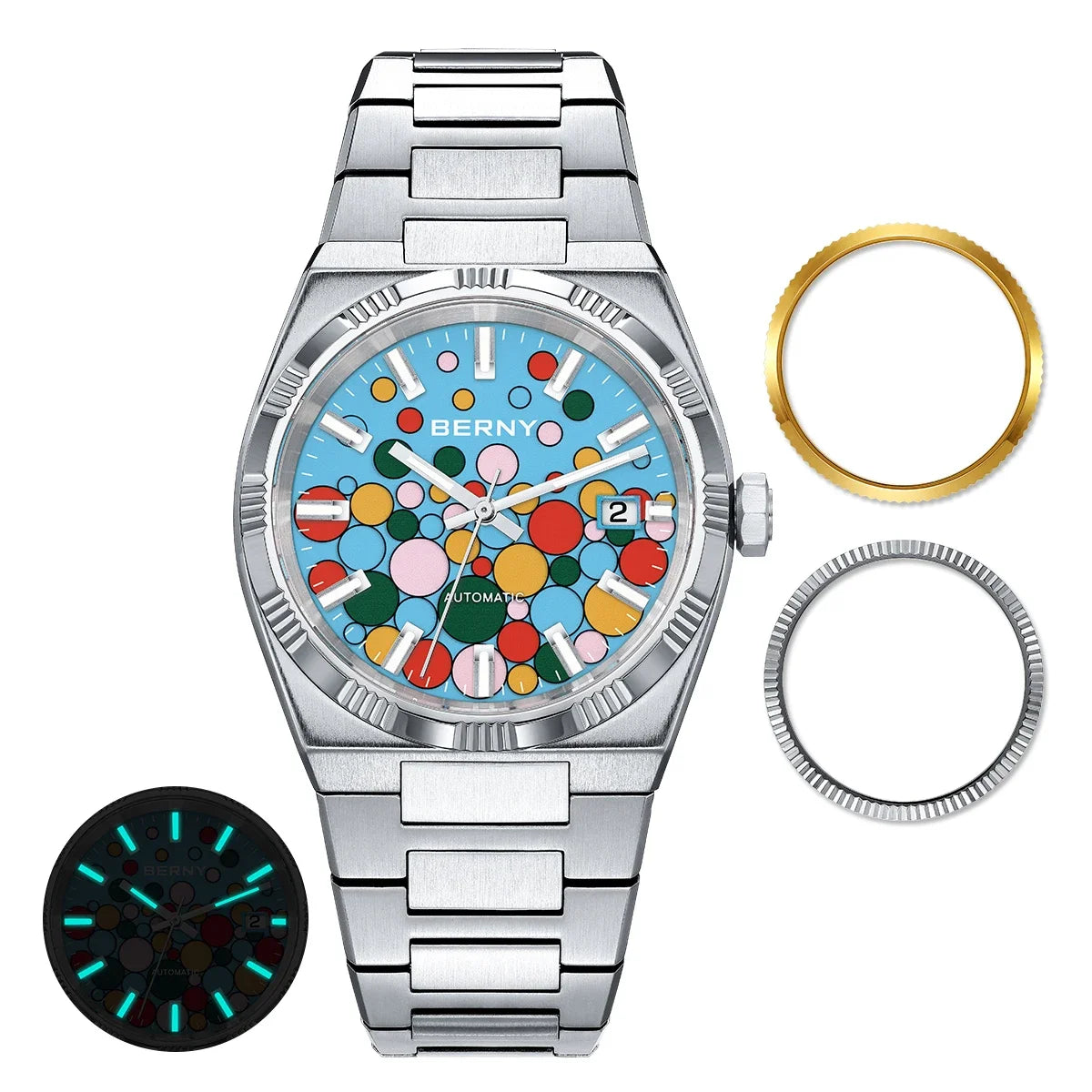 BERNY PT5000 Automatic Men’s Watch – Sapphire, 5ATM, Stainless Steel