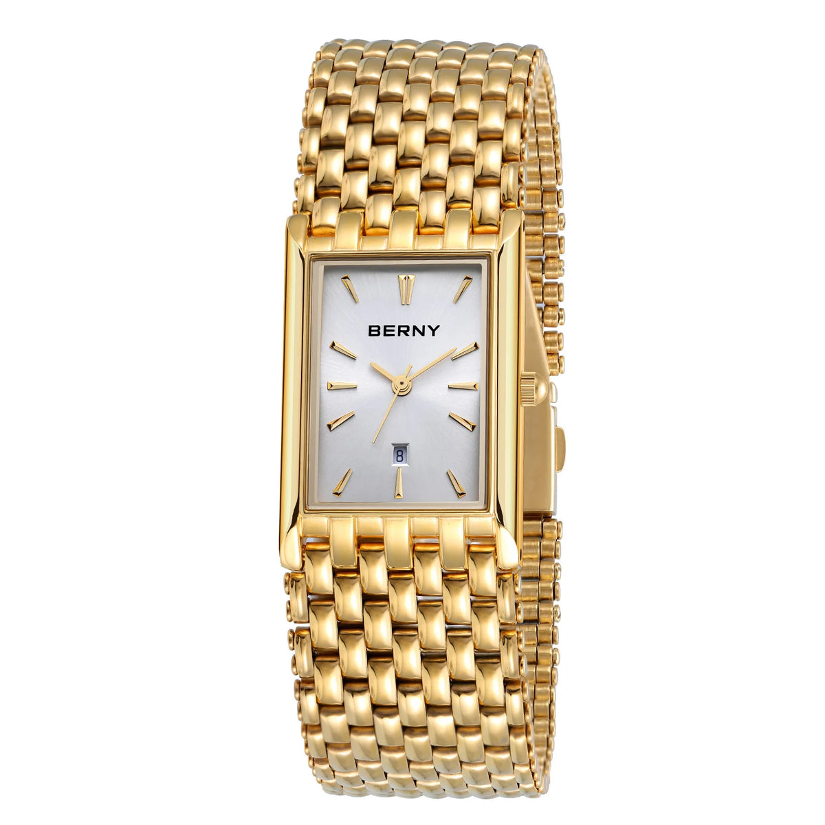 BERNY Couple Quartz Watch – Gold Tone, Stainless Steel, Men & Women, Water Resistant