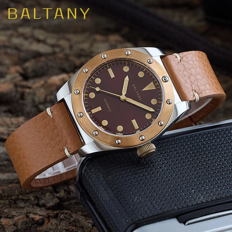 Baltany B4030 Bronze Automatic Watch – NH38 Movement, Super Luminous, 20ATM Water Resistant Men's Watch