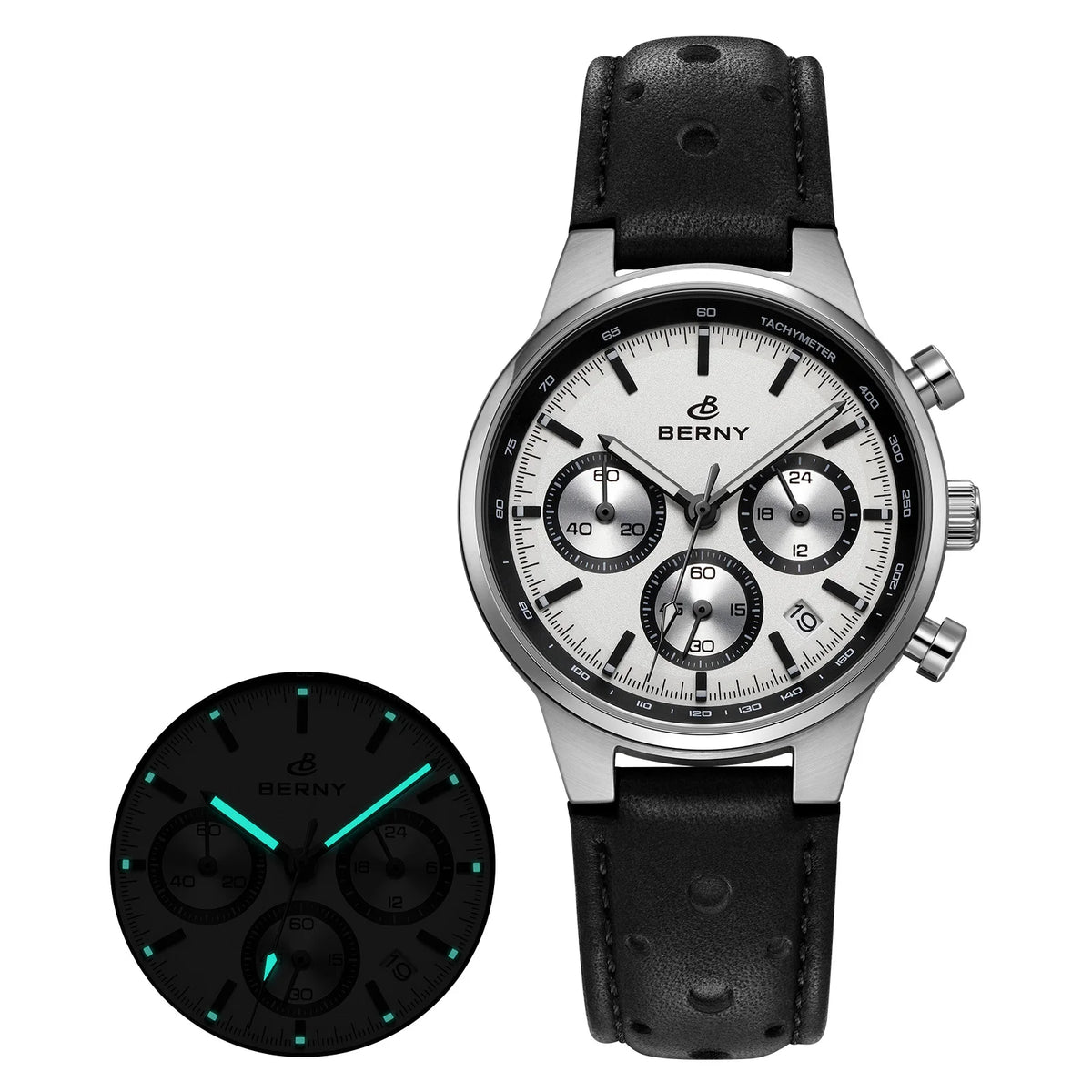 BERNY Men’s Chronograph Watch – Luxury Quartz, Sapphire, Waterproof