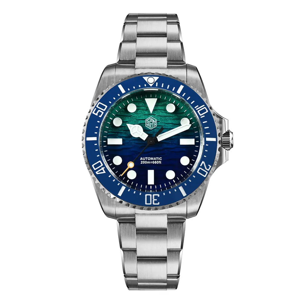 San Martin SN0126 42mm Men’s Diver Watch – Wave Texture Dial, Miyota 90S5, 600M Waterproof