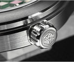 San Martin SN0149 Men’s Sports Watch – Miyota 90S5 Automatic, Spliced Mother‑of‑Pearl Dial