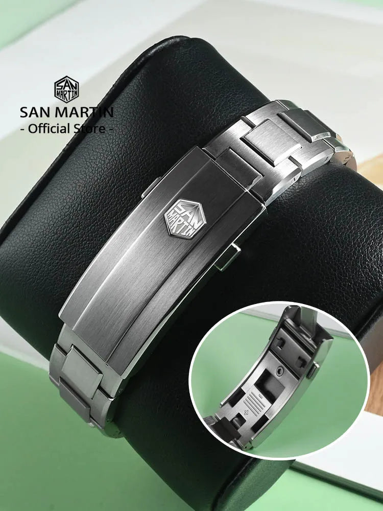 San Martin SN0150 Luxury Automatic Watch – Gemstone Bezel, MOP Dial, Miyota 9015