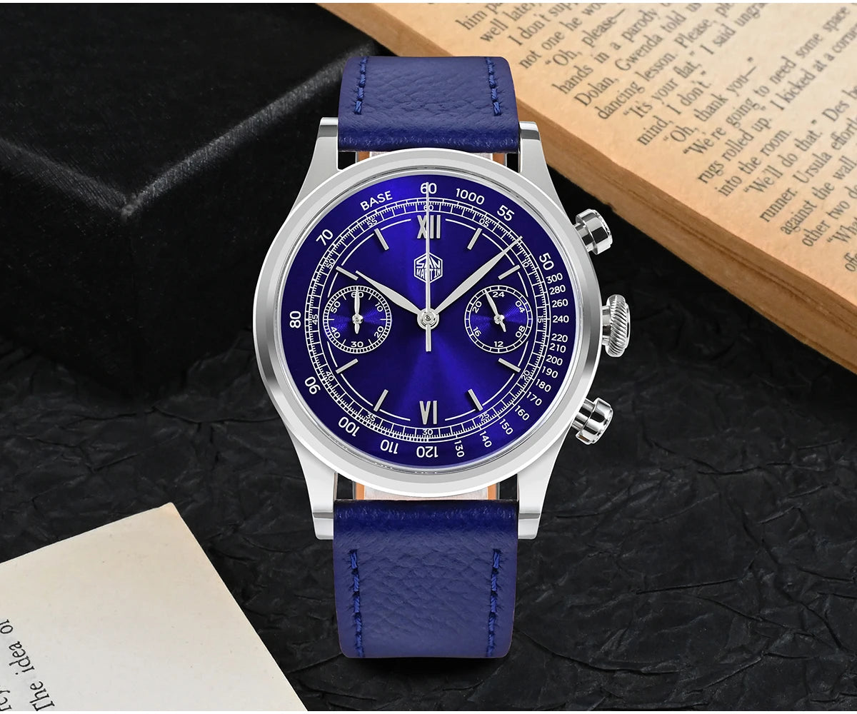 San Martin Men's Chronograph Quartz Watch – 38mm VK64, Sapphire Glass SN0101