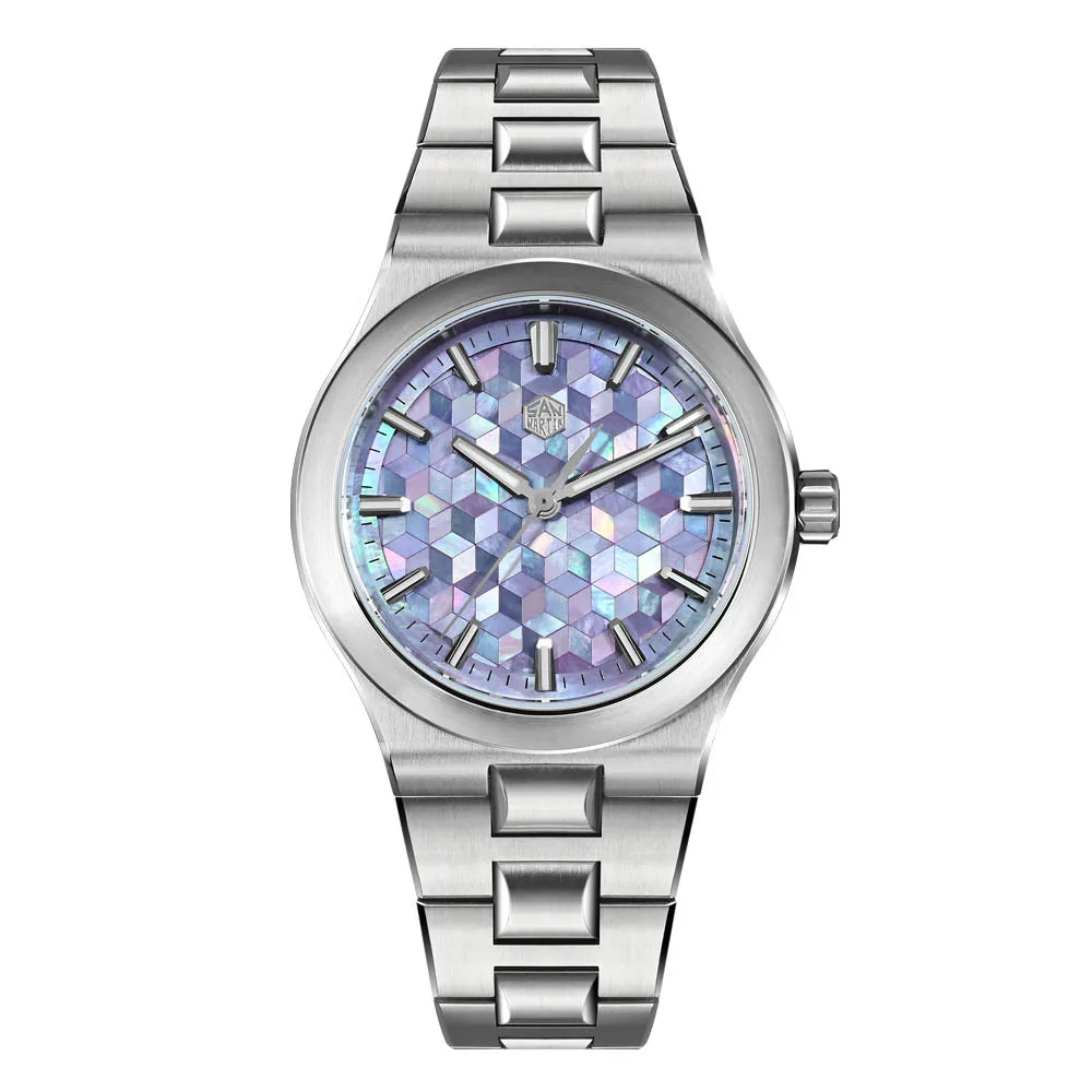 San Martin SN0149 Men’s Sports Watch – Miyota 90S5 Automatic, Spliced Mother‑of‑Pearl Dial