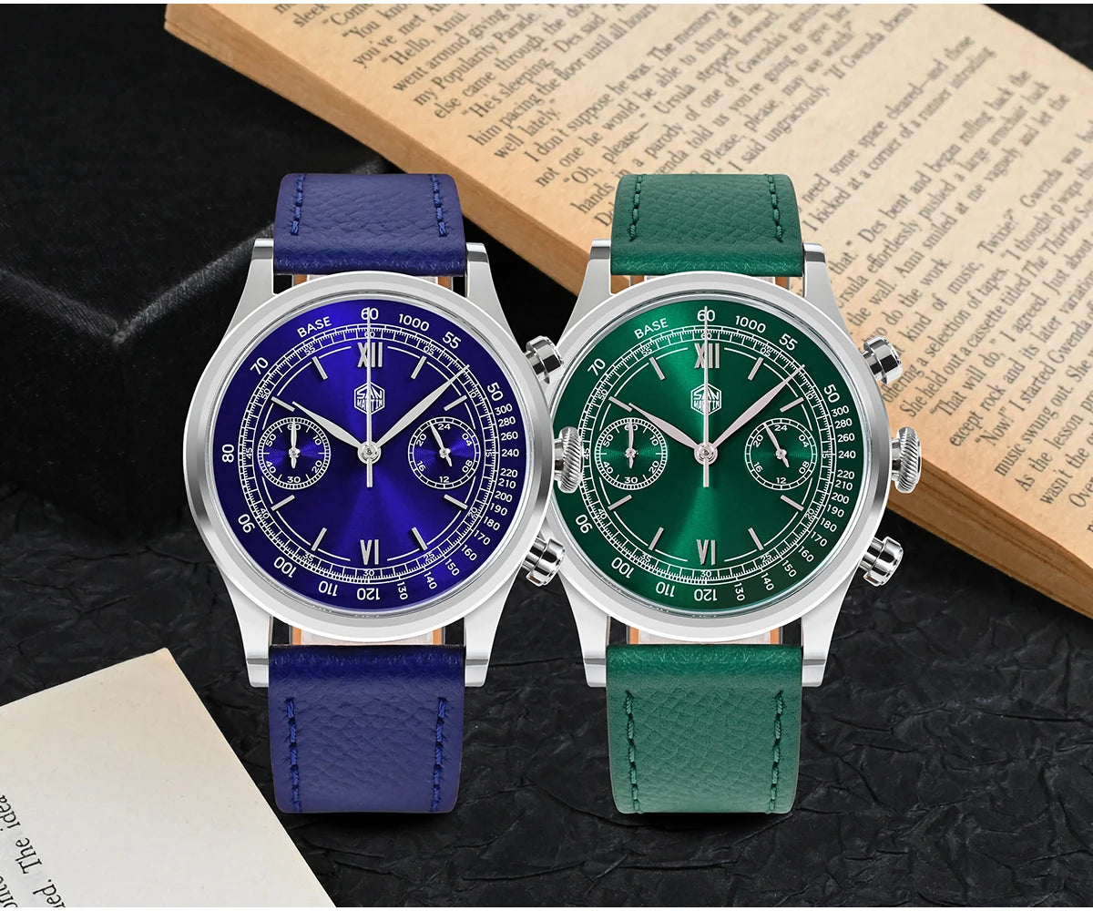 San Martin Men's Chronograph Quartz Watch – 38mm VK64, Sapphire Glass SN0101