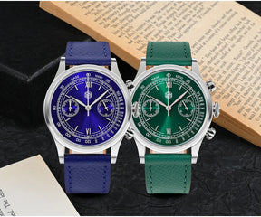 San Martin Men's Chronograph Quartz Watch – 38mm VK64, Sapphire Glass SN0101
