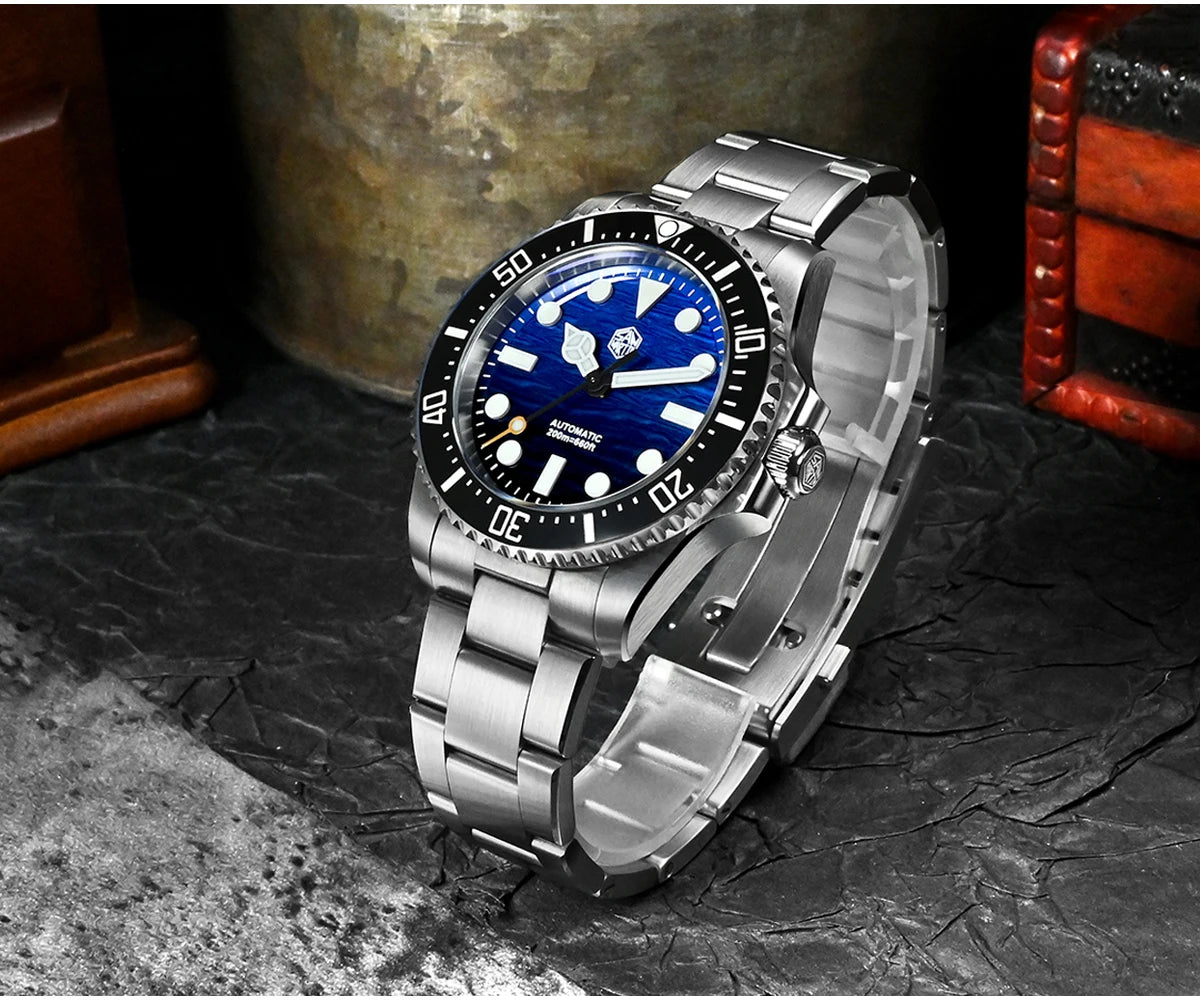 San Martin SN0126 42mm Men’s Diver Watch – Wave Texture Dial, Miyota 90S5, 600M Waterproof