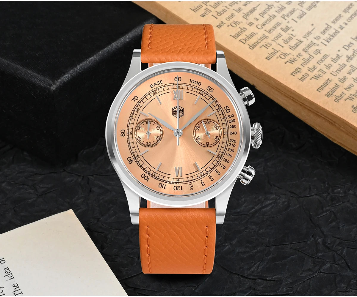 San Martin Men's Chronograph Quartz Watch – 38mm VK64, Sapphire Glass SN0101