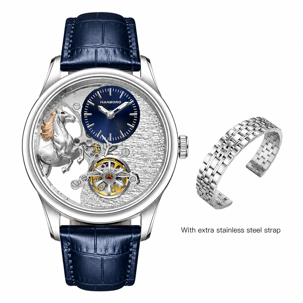 HANBORO Leading Series Men’s Automatic Mechanical Watch – Hollow Flywheel Luxury Fashion Watch 5002