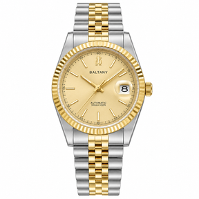 Baltany S4084 Men’s Automatic Dress Watch 36mm – Gold Tone, NH35 Movement, Stainless Steel Bracelet, Water Resistant