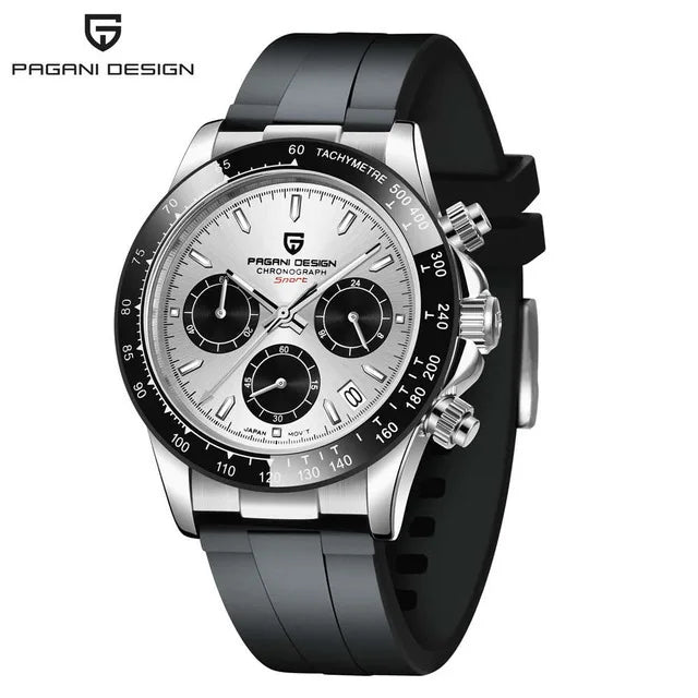 PAGANI DESIGN Men’s Meteorite Dial Quartz Chronograph Watch – Sapphire Crystal, Stainless Steel, 100M Waterproof