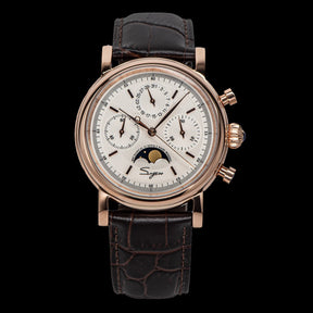 Sugess ST1908 Mechanical Chronograph Watch – Moonphase Vintage BK Dial Sapphire Crystal Waterproof Wristwatch