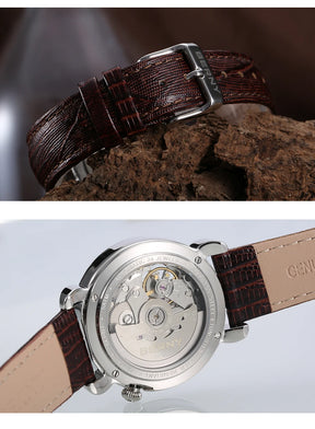 BERNY Women's Automatic Watch – NH39 Sapphire Tungsten Steel Diamond Brown Dial Waterproof