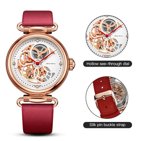 Seagull 6002L Women's Automatic Skeleton Watch – Leather Strap Waterproof