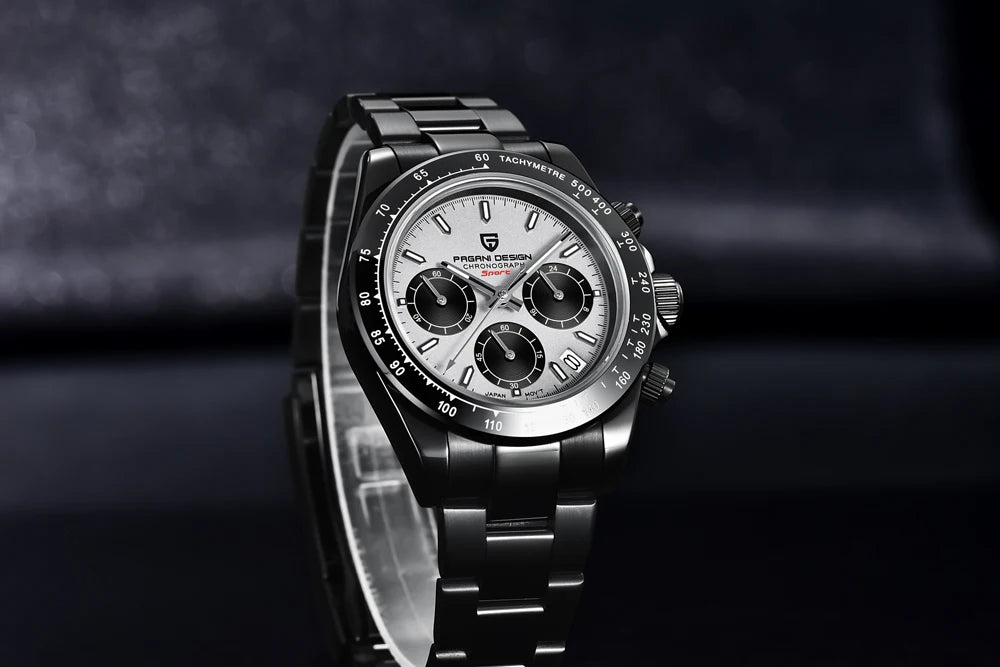 Pagani Design Men’s Chronograph Watch – Black Luxury Quartz, Waterproof