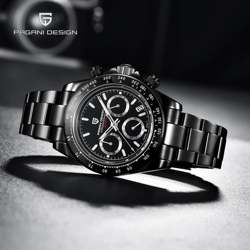 Pagani Design Men’s Chronograph Watch – Black Luxury Quartz, Waterproof