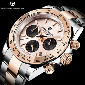 Pagani Design Men's Chronograph Watch – Quartz Sapphire Stainless Steel Waterproof 2026e