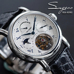 Sugess Seakors Men’s Tourbillon Watch – ST8007 Movement, Skeleton Dial, Moonphase, Sapphire Crystal, 316L Steel