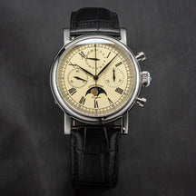 Sugess ST1908 Mechanical Chronograph Watch – Moonphase Vintage BK Dial Sapphire Crystal Waterproof Wristwatch
