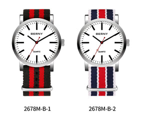 BERNY Men's Quartz Watch – Leather Strap Track Style Waterproof