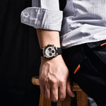 PAGANI DESIGN Men’s Meteorite Dial Quartz Chronograph Watch – Sapphire Crystal, Stainless Steel, 100M Waterproof