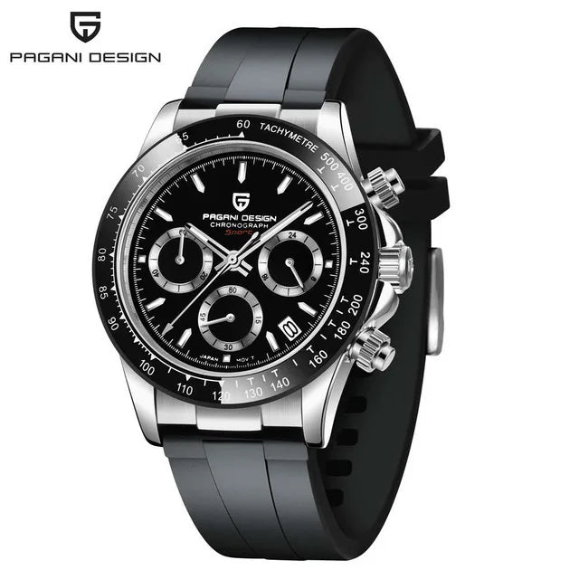 PAGANI DESIGN Men’s Meteorite Dial Quartz Chronograph Watch – Sapphire Crystal, Stainless Steel, 100M Waterproof