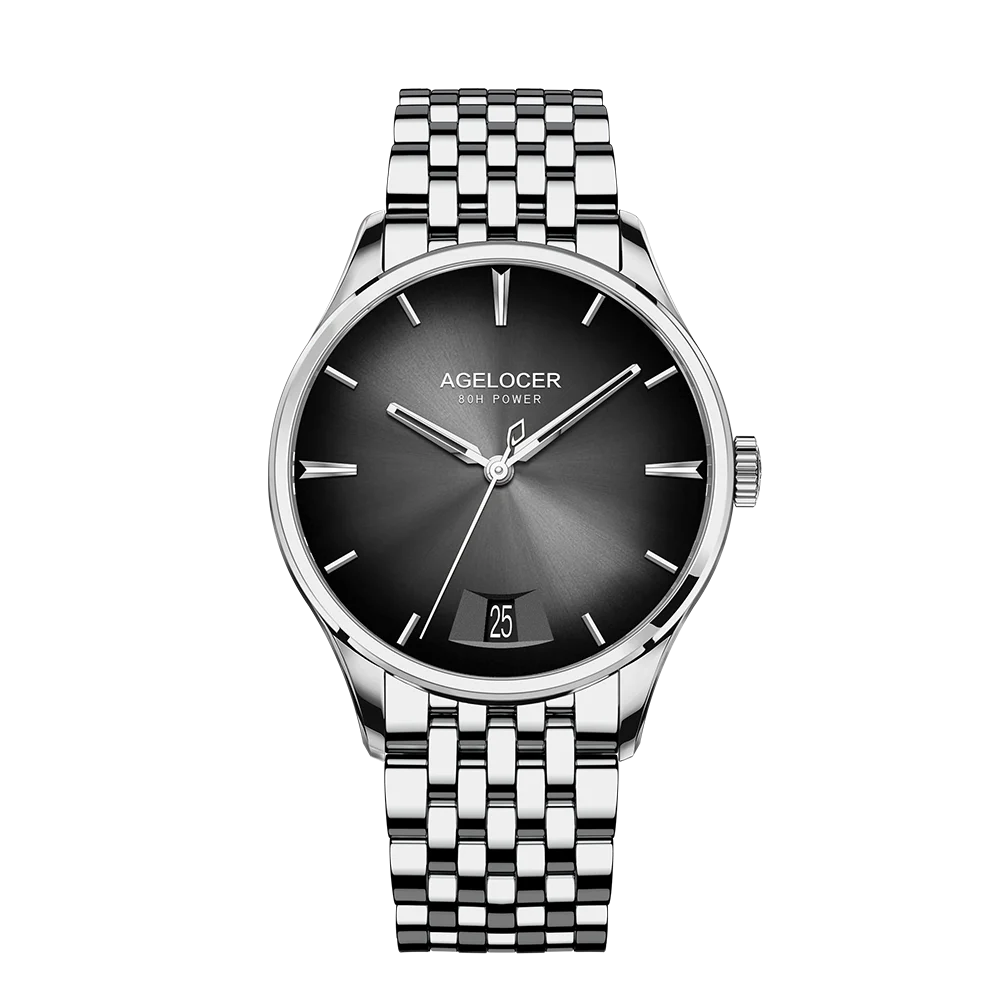 AGELOCER Budapest Men's Automatic Watch – Steel Strap Business Dress with Calendar