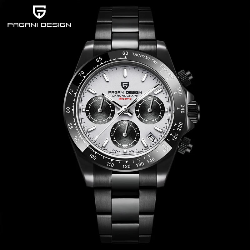 Pagani Design Men’s Chronograph Watch – Black Luxury Quartz, Waterproof