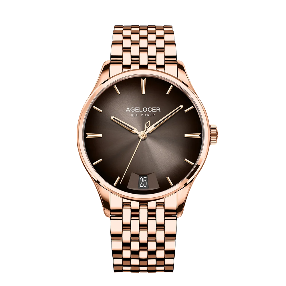AGELOCER Budapest Men's Automatic Watch – Steel Strap Business Dress with Calendar
