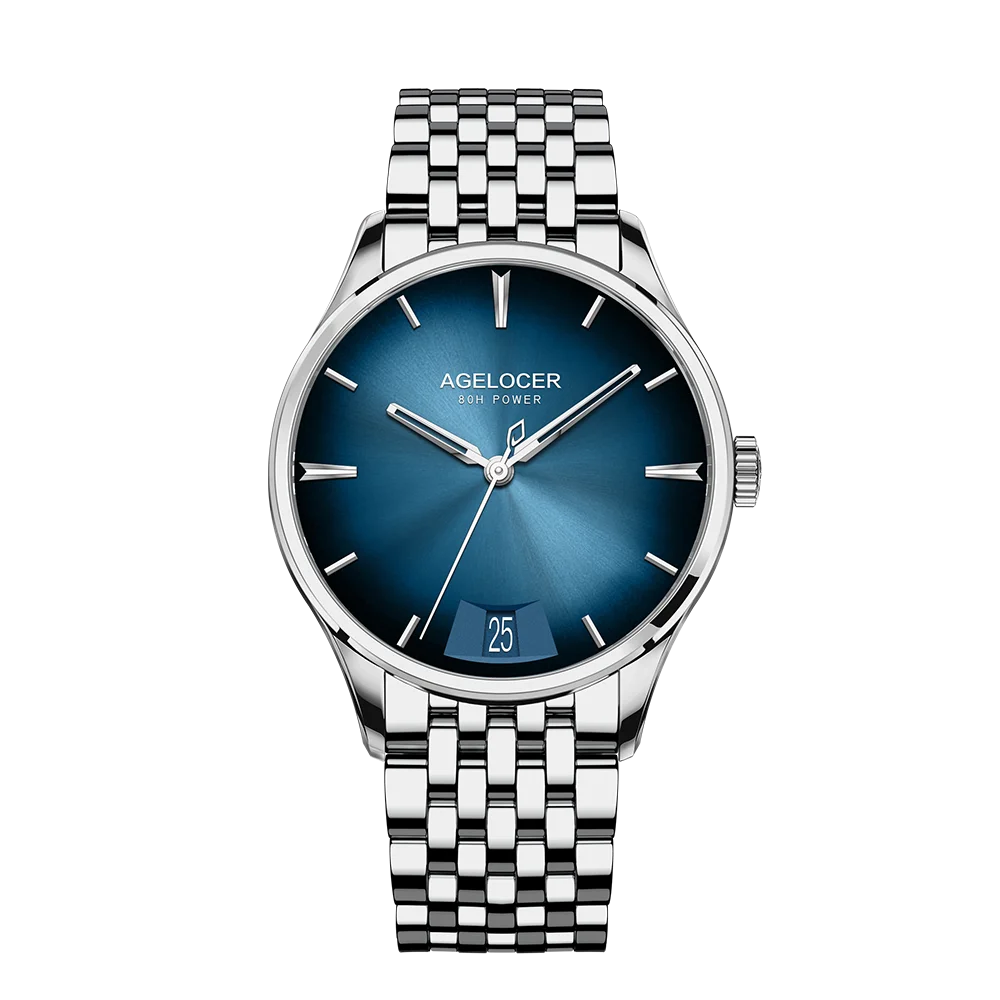 AGELOCER Budapest Men's Automatic Watch – Steel Strap Business Dress with Calendar