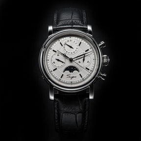 Sugess ST1908 Mechanical Chronograph Watch – Moonphase Vintage BK Dial Sapphire Crystal Waterproof Wristwatch