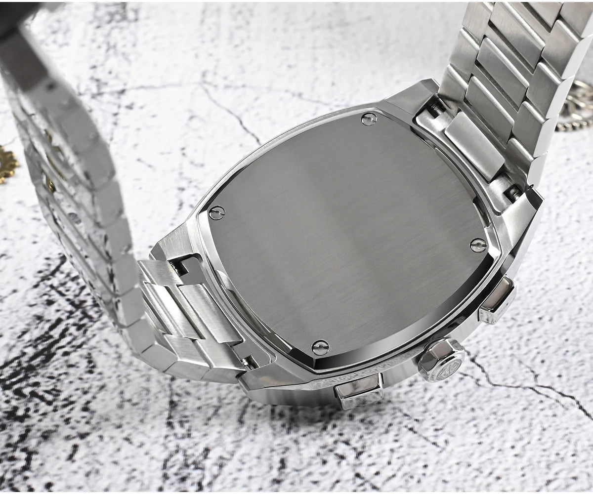 San Martin Men's Chronograph Watch 39.5mm – VK63 Quartz Panda Dial 100M Waterproof Sapphire