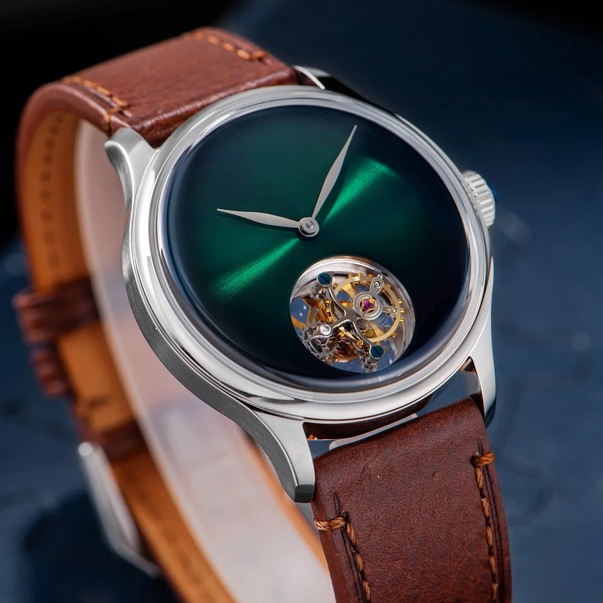 Sugess 38mm Tourbillon Men’s Watch – Minimalist Mechanical Handwind with Dome Sapphire Crystal