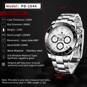 PAGANI DESIGN Men's Chronograph Quartz Watch – Sapphire, Stainless Steel, VK63