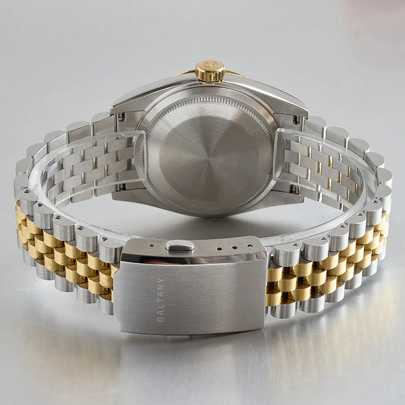 Baltany S4084 Men’s Automatic Dress Watch 36mm – Gold Tone, NH35 Movement, Stainless Steel Bracelet, Water Resistant