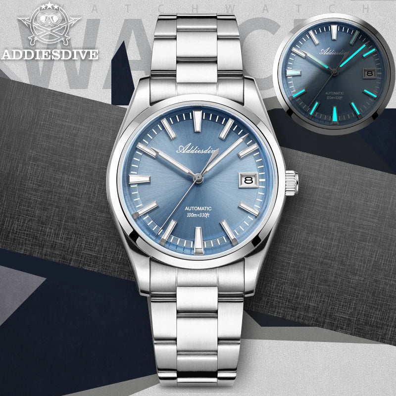 ADDIESDIVE Watches for Men 39mm Luxury NH35 Automatic Watch AD2077 Mechanical Wristwatch New Luminous Waterproof 100m Diving