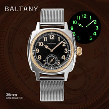 Baltany 1926 S4036F Unisex Automatic Watch – Gold Case, Mother of Pearl Dial, Sapphire Crystal, 100m Water Resistant