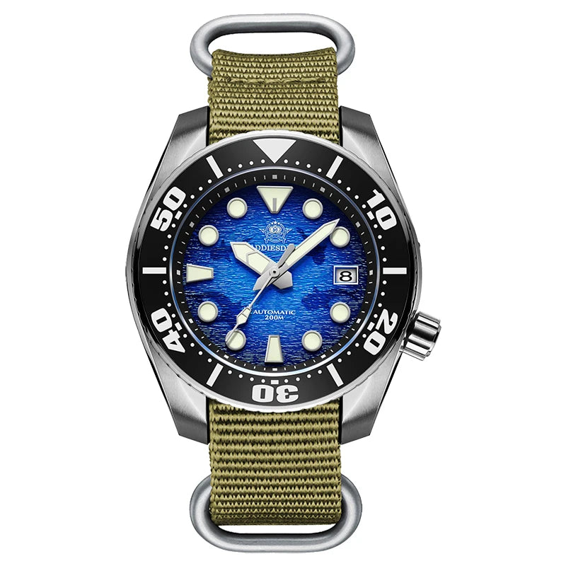 ADDIESDIVE AD2102 Automatic Dive Watch – 200m Water Resistant, BGW9 Super Luminous Men's Watch