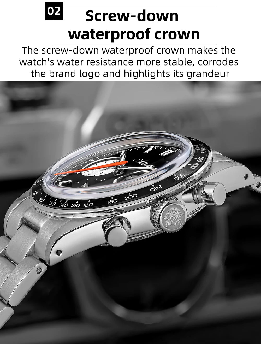 Addiesdive VK63 Chronograph Watch – Racing Style, 100M Waterproof