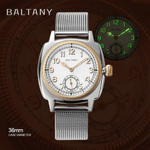 Baltany 1926 S4036F Unisex Automatic Watch – Gold Case, Mother of Pearl Dial, Sapphire Crystal, 100m Water Resistant